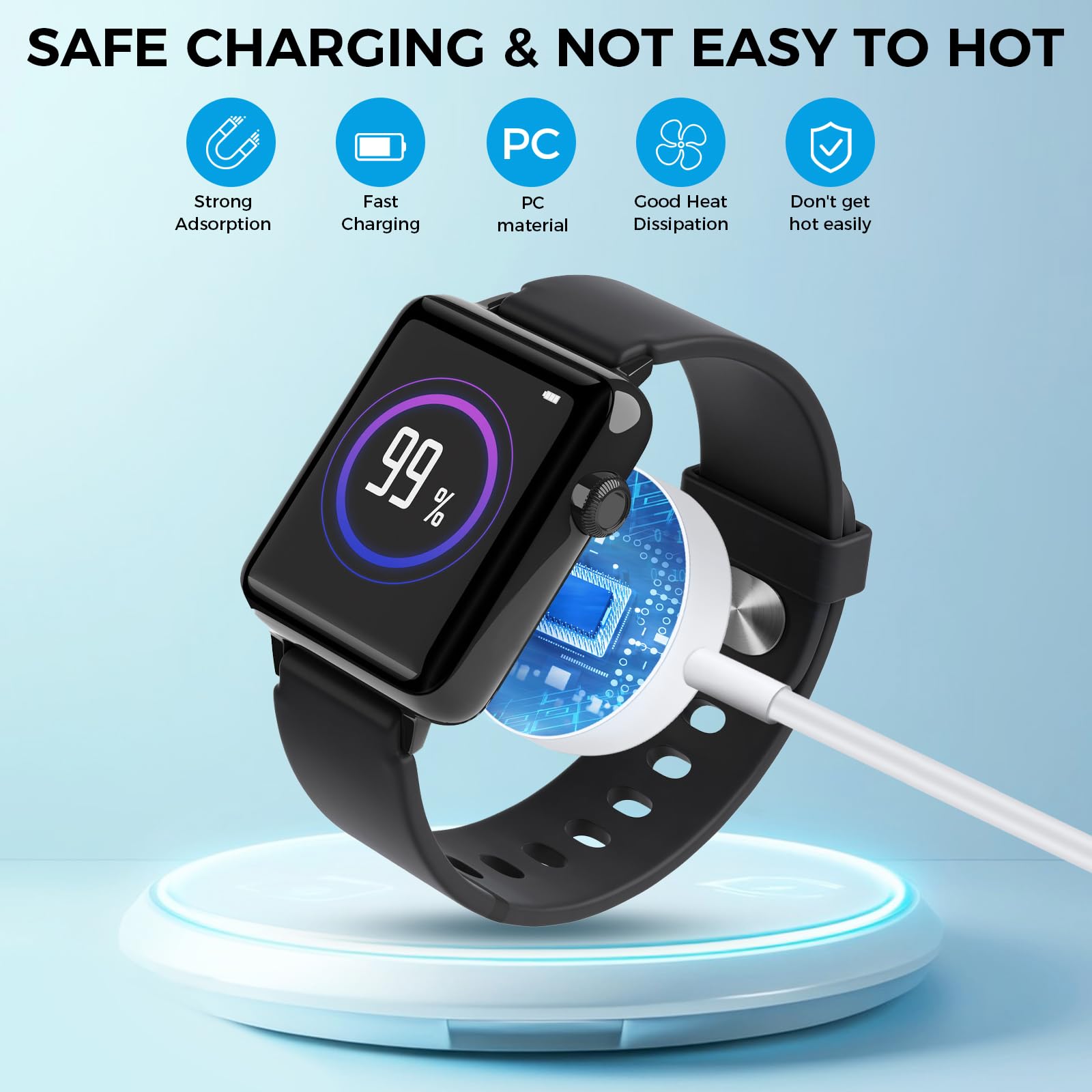 Câble Charge Rapide Sans Fil Pour Apple Watch - Magnétique 1m Compatible Série 1 à Ultra