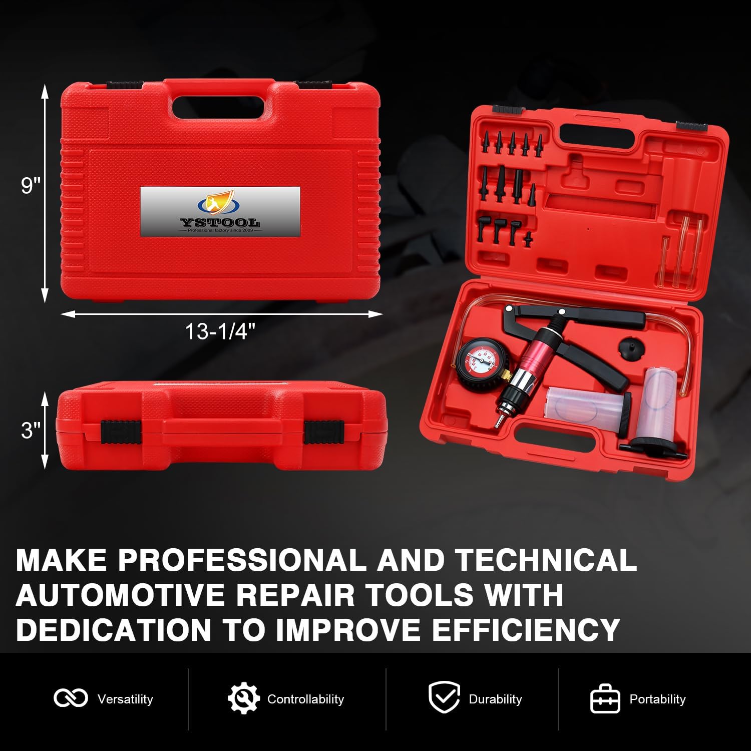YSTOOL Hand Held Vacuum and Pressure Pump Brake Clutch Fluid Bleeder Tool Kit Oil Change Power Steering Fluid Bleeding Set with Pressure Gauge Jar Adapters for Auto Car Truck Motorcycle Use