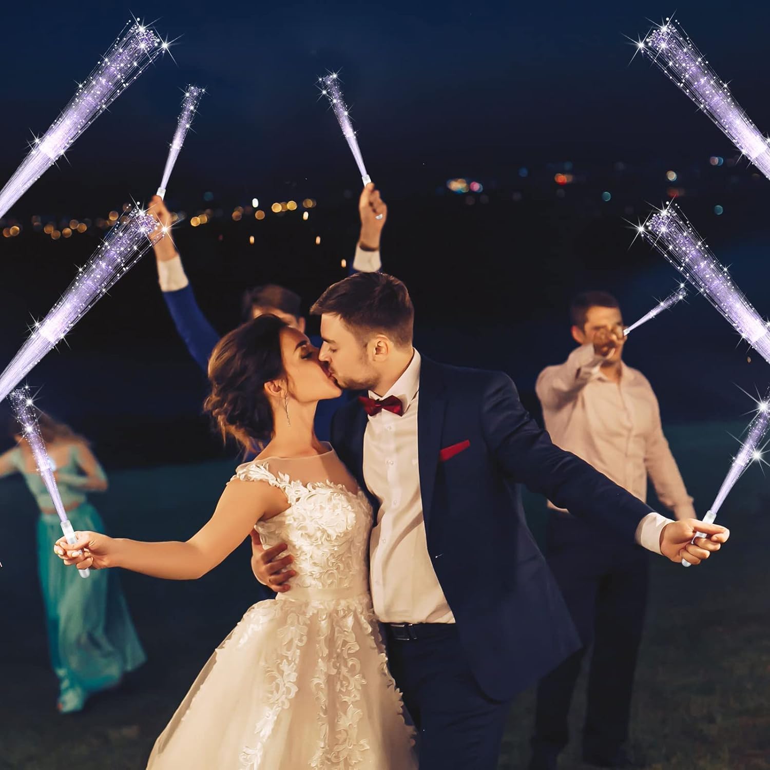 72 bastoncini luminosi in fibra di vetro bianco per matrimoni, ghirlanda luminosa in fibra di vetro, luci al buio, matrimoni, feste, regalo di compleanno per bambini, concerti