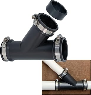 Fernco 2 in. Hub Flexible PVC Wye DWV Pipe Fitting Connector with Optional 1.5 in. Reducer Bushing for Cast Iron, Steel and Plastic Connections