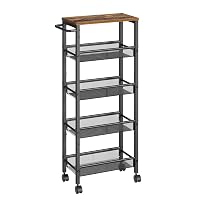 VASAGLE Carrello Cucina Salvaspazio a 5 Ripiani, 45,4 x 22 x 99,6 cm