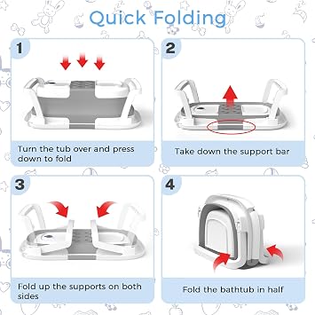 BUNWAG Classic Baby Bathtub, Infant Bath Tub for Newborn to Toddler (012 Months),Collapsible Newborn Bathtub with Soft Cushion and Non-Slip Feet, Foldable Travel Bathtub for Easy Storage