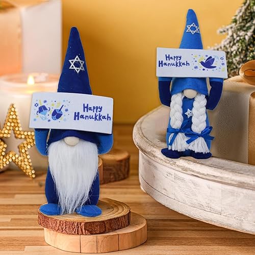 Miniatura 5 de Decoraciones de Hanukkah Gnomo Decoración para el hogar 2 piezas de adornos judíos de Janucá - Regalos de Hannukah para el hogar, cocina, granja,