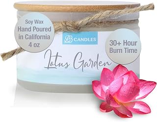 Coastal Essentials Natural Soy Hand Poured Artisan Candle - Lotus Garden Fragrant, 4oz, 30+ Hours Burn Time