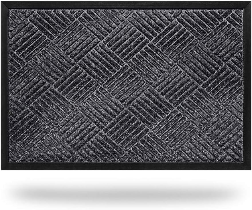 玄関マット ドアマット 泥落としマット 屋内 屋外 業務用 家庭用 (43x74cm, グレー)