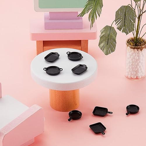 Miniatura 4 de Skylety 8 Pcs Dollhouse Kitchen Accessories Dollhouse Metal Miniature Pots and Pans Mini Kitchen Stovetop Cookware Christmas Role Play Party