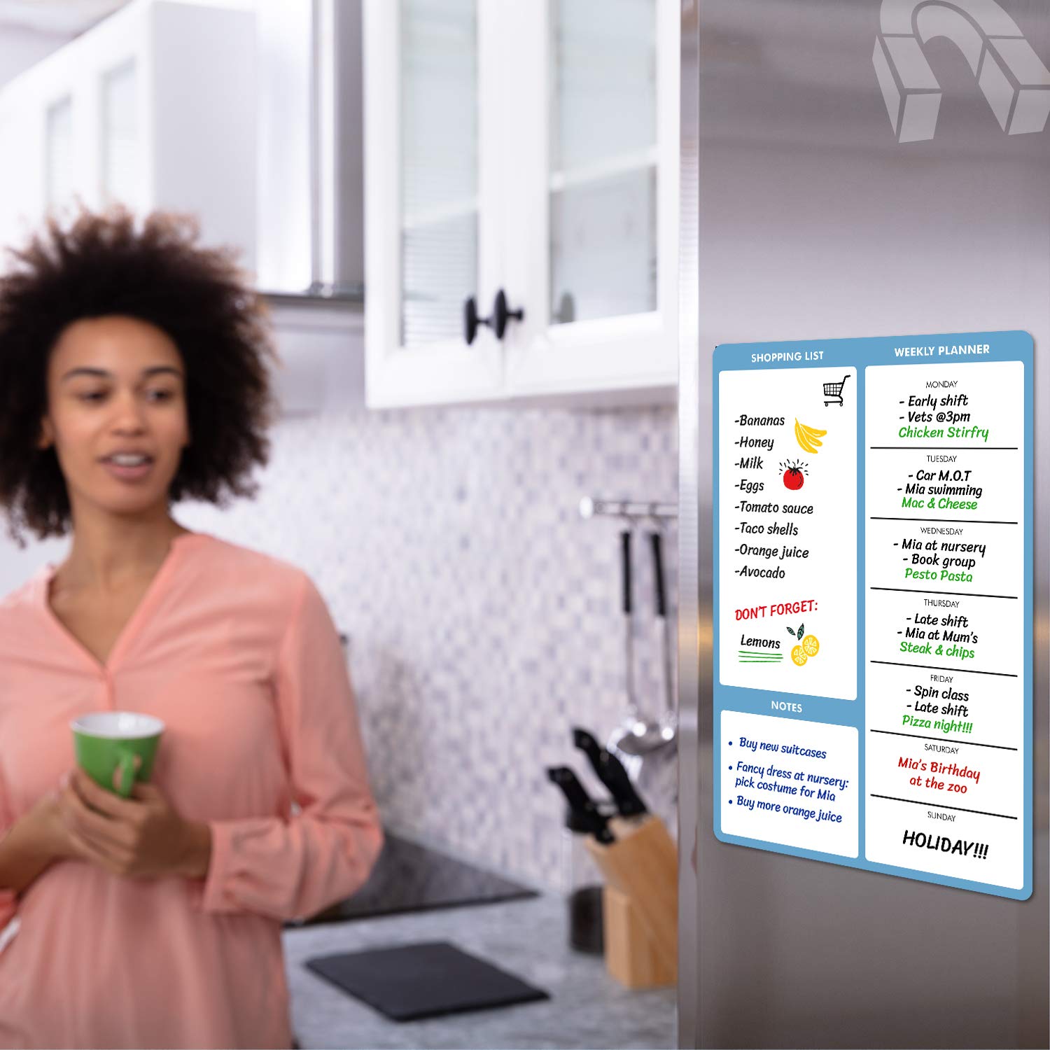 TMS A4 Magnetic Weekly Planner Fridge Whiteboard | Food Planner, Calendar Or Memo Board | Plan Family Or Business Tasks | With 4 Dry Erase Markers [30