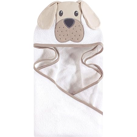 Hudson Baby Unisex Baby Cotton Animal Face Hooded Towel, Tan Puppy, One Size