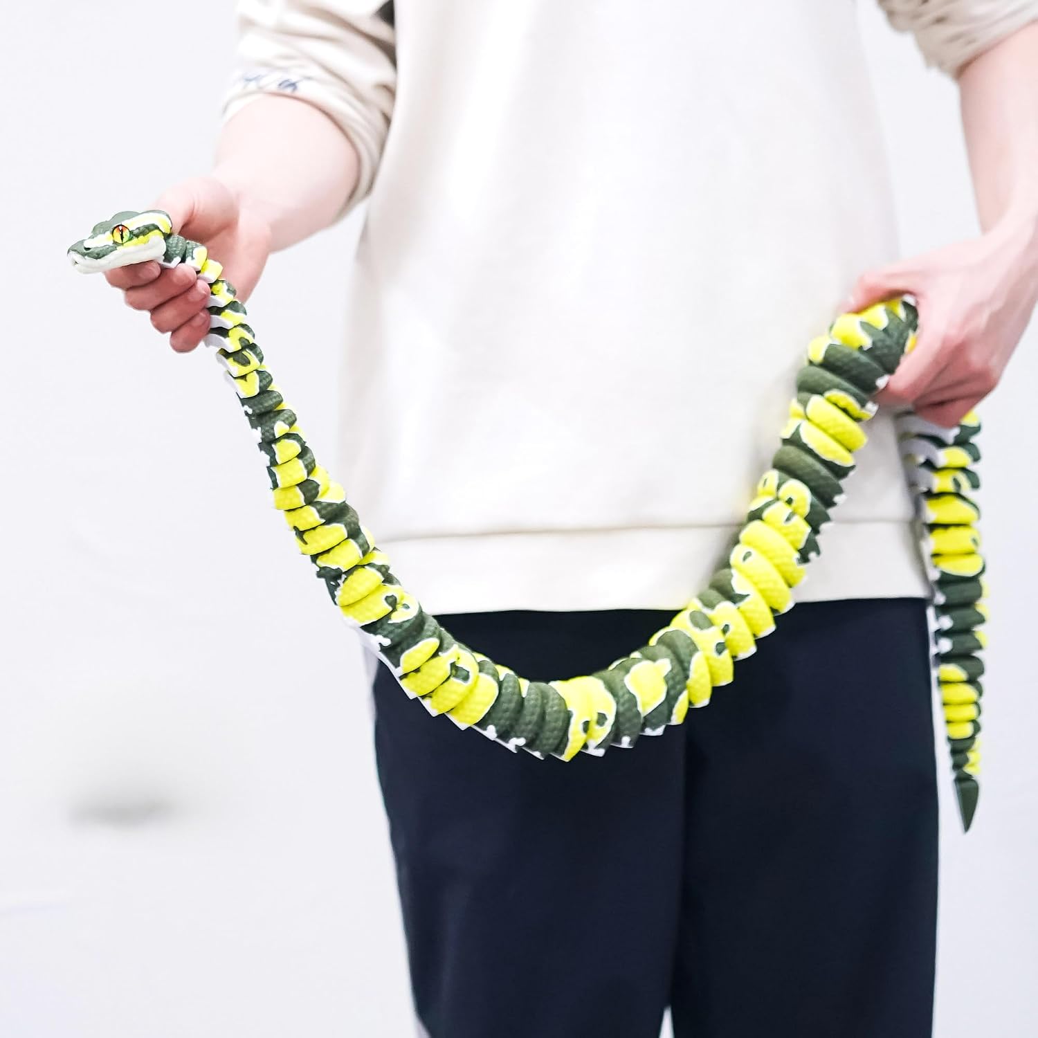 47.3inch Super Large Ball Python 3D Printed Giant Snake Toy,Movable Mouth Executive Desk Animals,Flexible Joint lacertid Figurines,Home Office Decor,Fidget Toys,Surprise Fantasy Gifts (Color A)