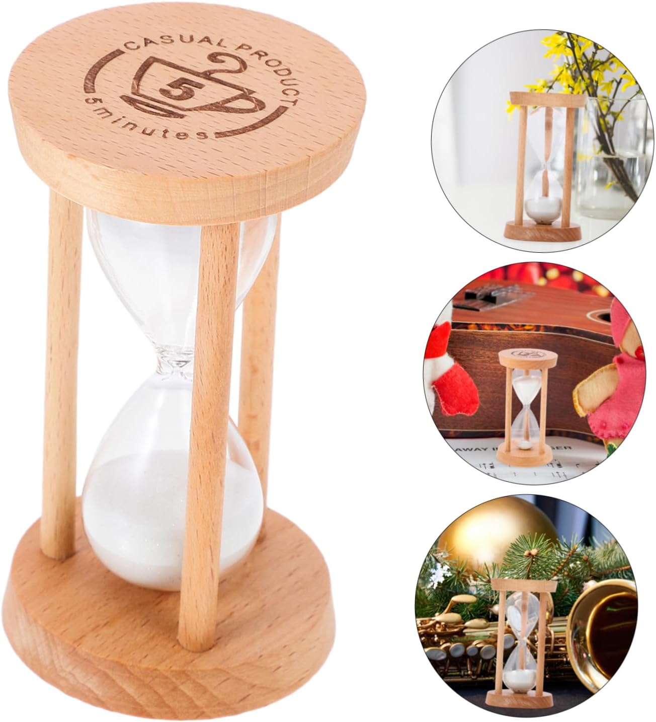Decorative Hourglass Timer Wooden Glass Sand Clock for Office image 5