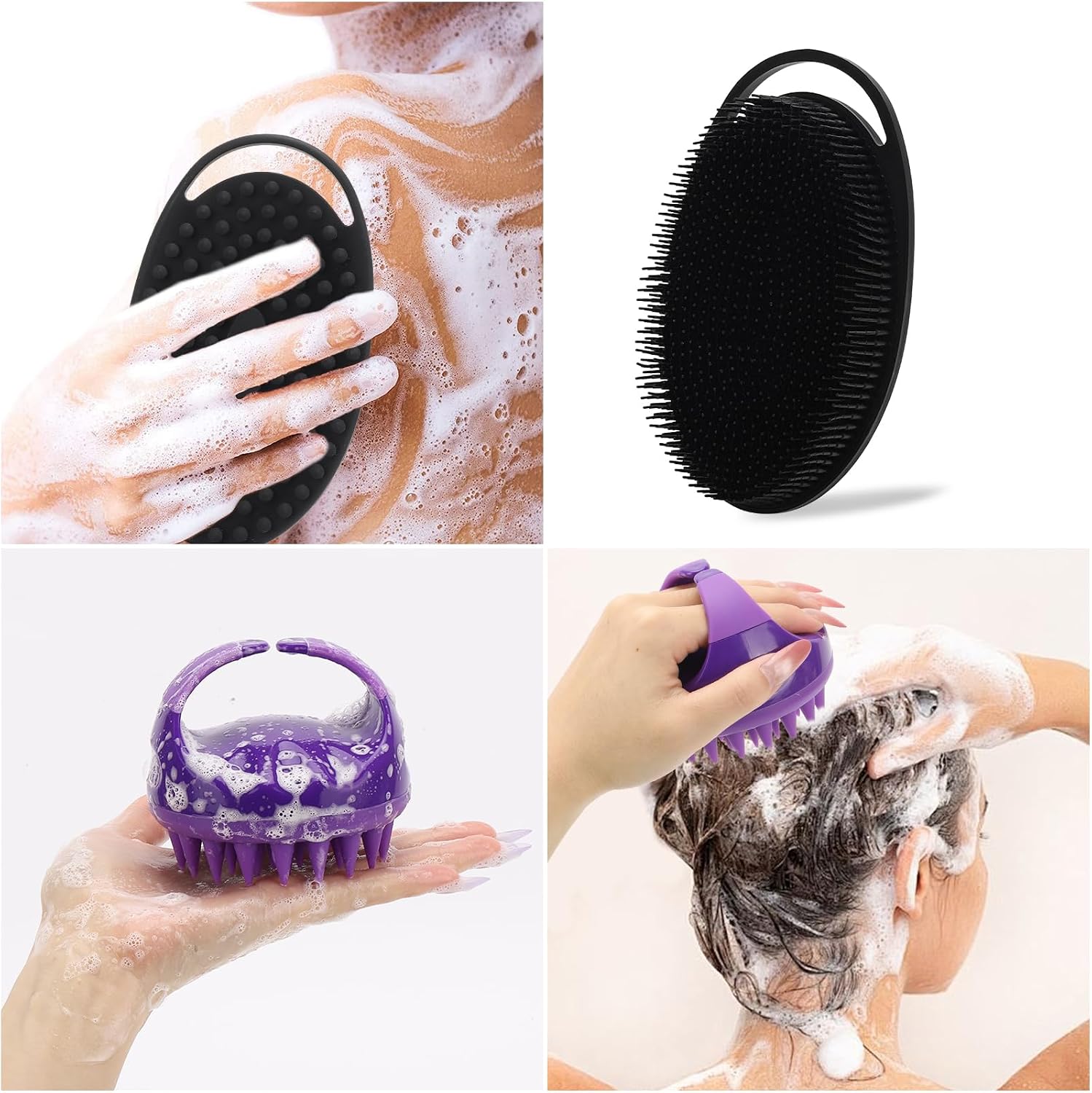 Bath & Body Dry Brush Set - 8 Piece Wooden and Silicone Brush Collection for Full Body Exfoliation, Cleansing & Massage, Includes Facial Brush, Scalp Brush, Back and Foot Scrubber with Suction Cups