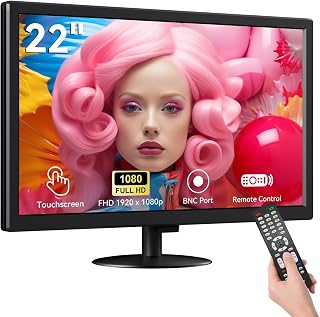 22인치 풀 HD 터치 모니터 - 10포인트 정전식 터치, HDMI/VGA/BNC, 내장 스피커, VESA 마운트 - POS, 사무실 및 산업용으로 이상적