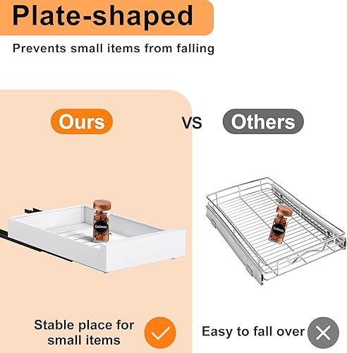 Miniatura 2 de Organizador de gabinete extraíble, 21 pulgadas de profundidad, organizador de cajones deslizantes para armarios de cocina, organizadores debajo del
