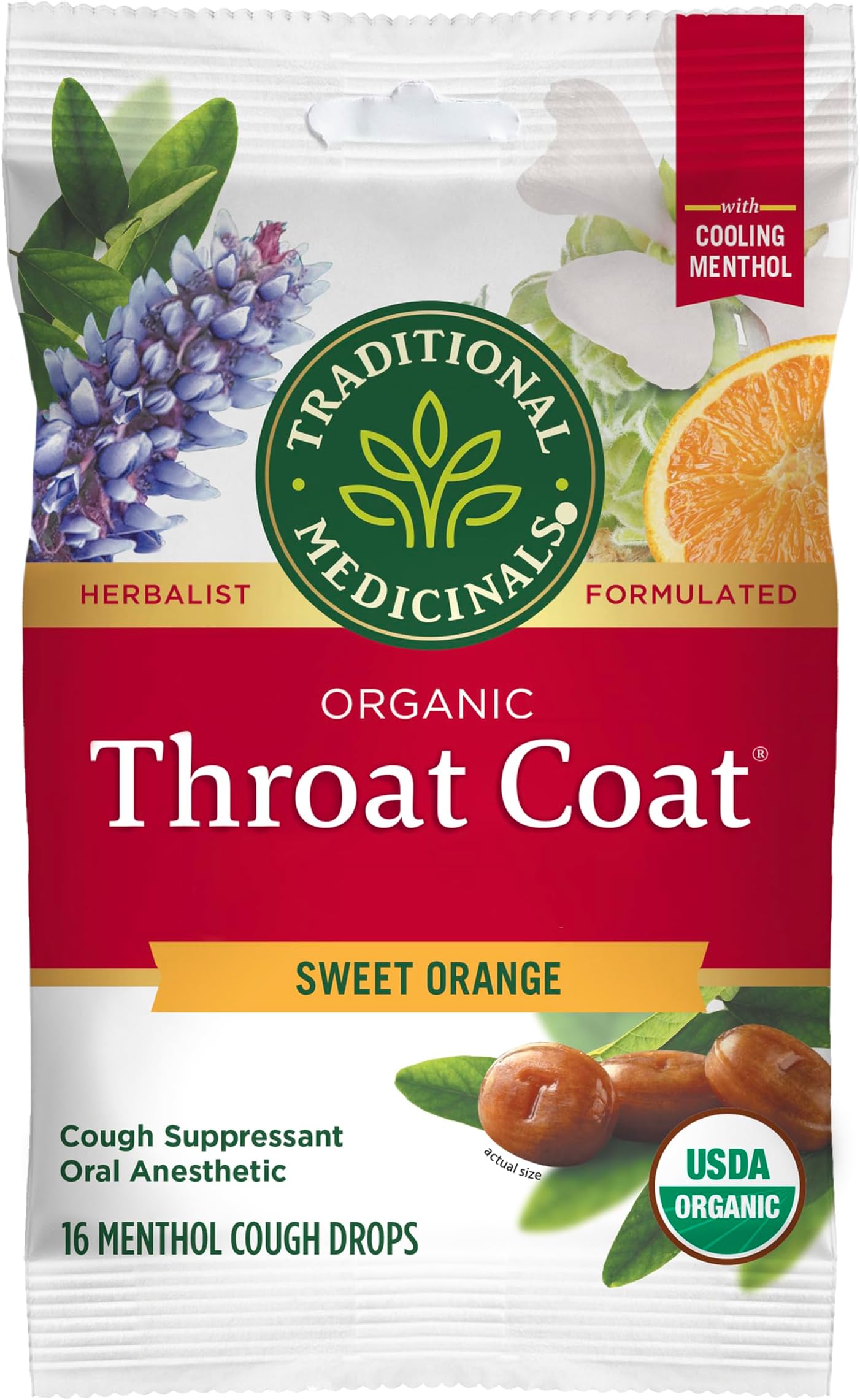Organic Throat Coat Lozenges Sweet Orange Fennel