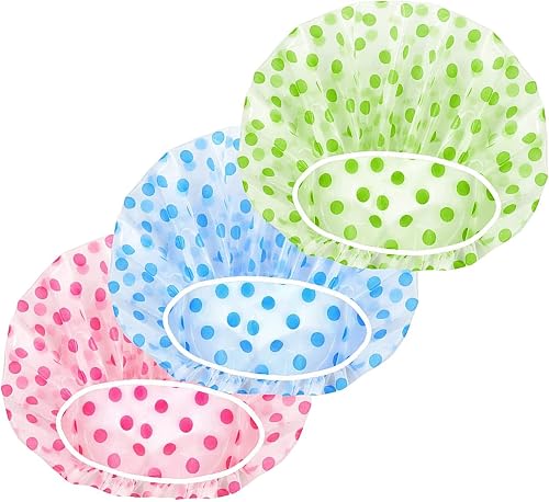 Shower Caps for Women Men Reusable Shower Hat Bath Caps with Elastic Band Waterproof Bath Cap Shower Caps for Women Long Hair (3 PCS)