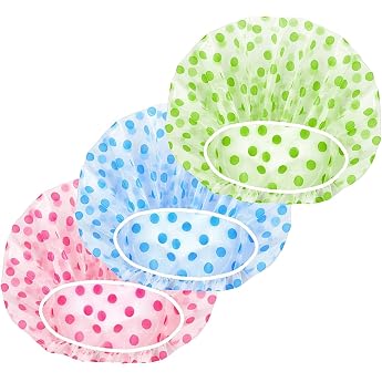 Shower Cap Women's Elastic Shower Cap Waterproof Shower Caps Reusable Shower Caps for Girls Women Ladies Salon 3 Pieces