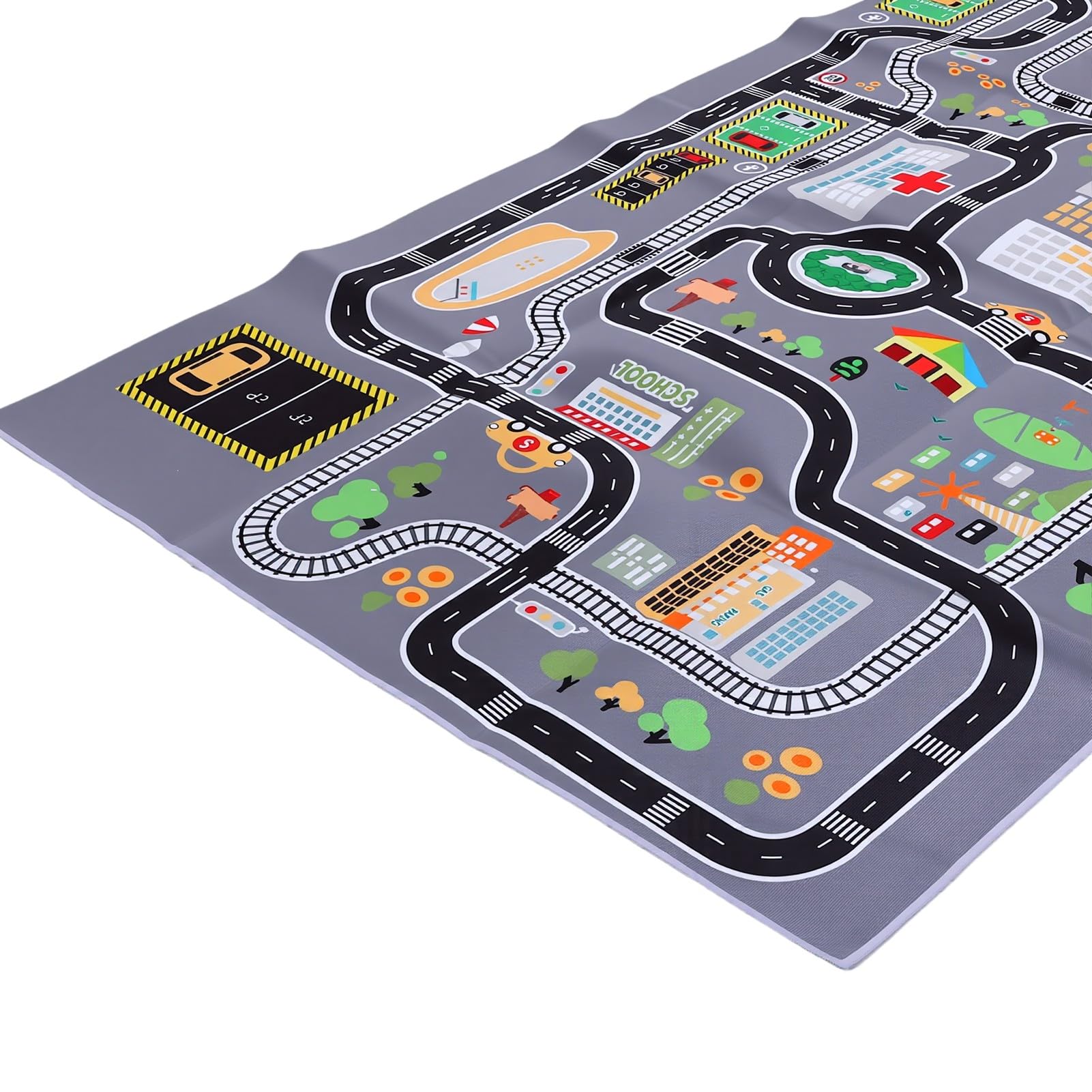 Tapis éducatif City Road Tapis de Jeu en Velours Doux pour Enfants 55,12 X 78,74 Pouces Aire de Jeu Intérieure (Style 3)