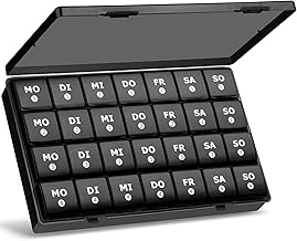 XL Monthly Pill Organizer 1 Time a Day, XL Pill Boxes 7 Day 4 Times a Day, 4 Week Pill Case Large Compartments, Yaklim Weekly Vitamin Organizer Extra Large, Medicine Container for Daily