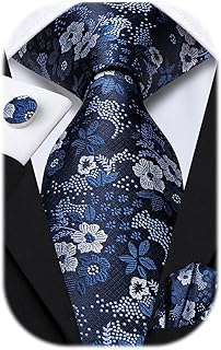 70 inches Ties for Men Silk Extra Long Necktie and Pocket Square Cufflinks Set Men Big and Tall Tie Business