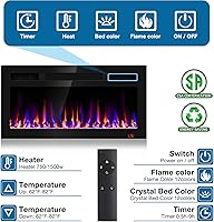 Vista 4 de 31 Inch Electric Fireplace Recessed and Wall Mounted, Fireplace Heater and Linear Fireplace, Ultra-Thin Electric Fireplace, Low Noise, with Timer