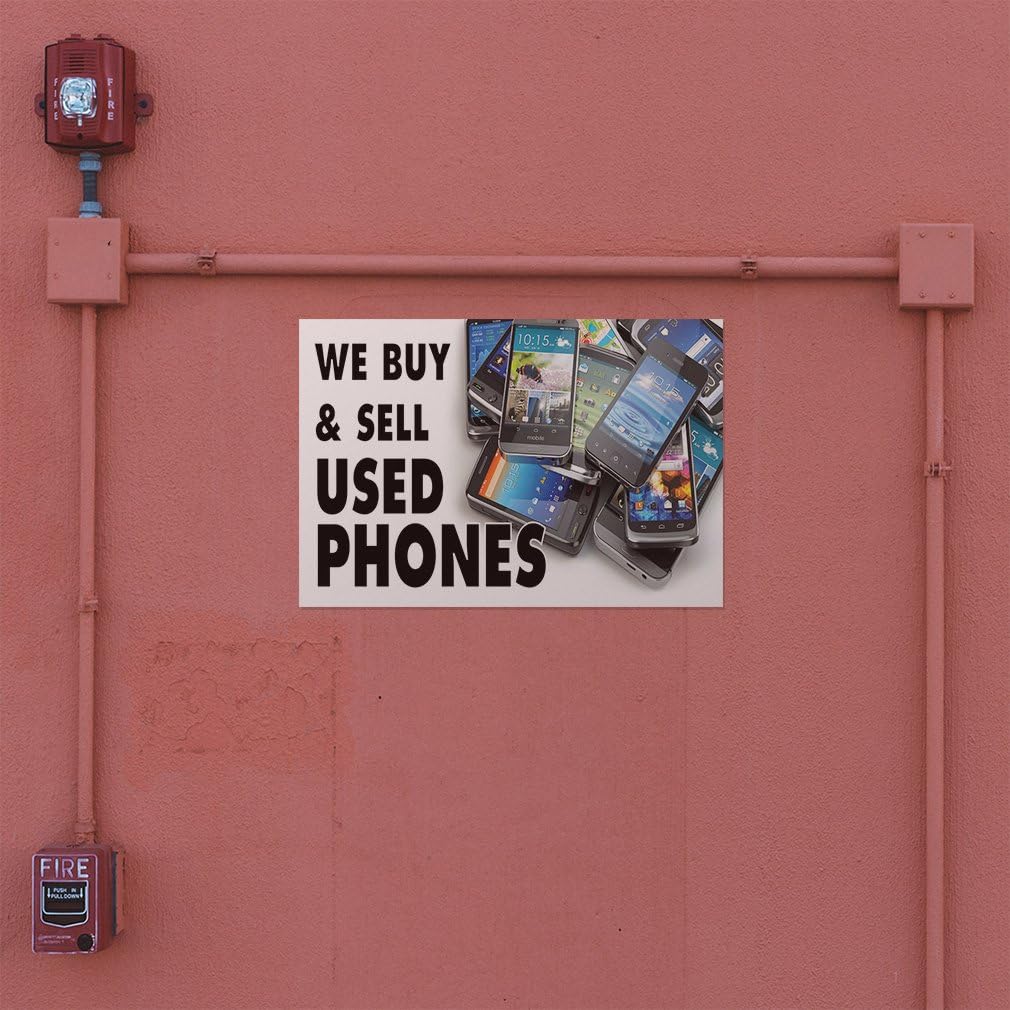 Decal Sticker Multiple Sizes We Buy & Sell Used Phones #1 Retail Buy Outdoor Store Sign White - 27inx18in, One Sticker