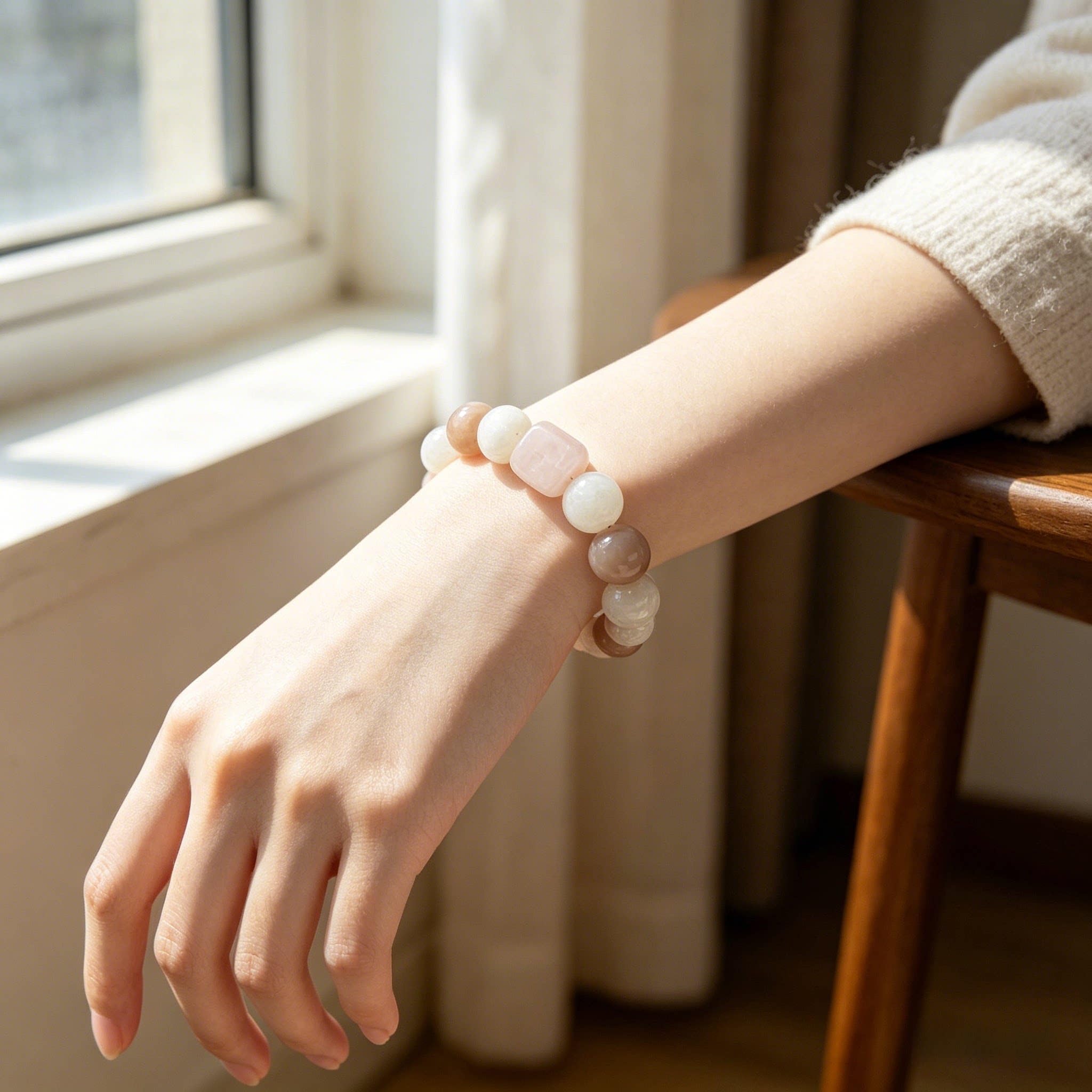 Bracciale Pietra Naturale Bracciale di Cristallo Personalizzato per Le Donne, Naturale Rose Quartz Perline Gioielli Fatti A Mano
