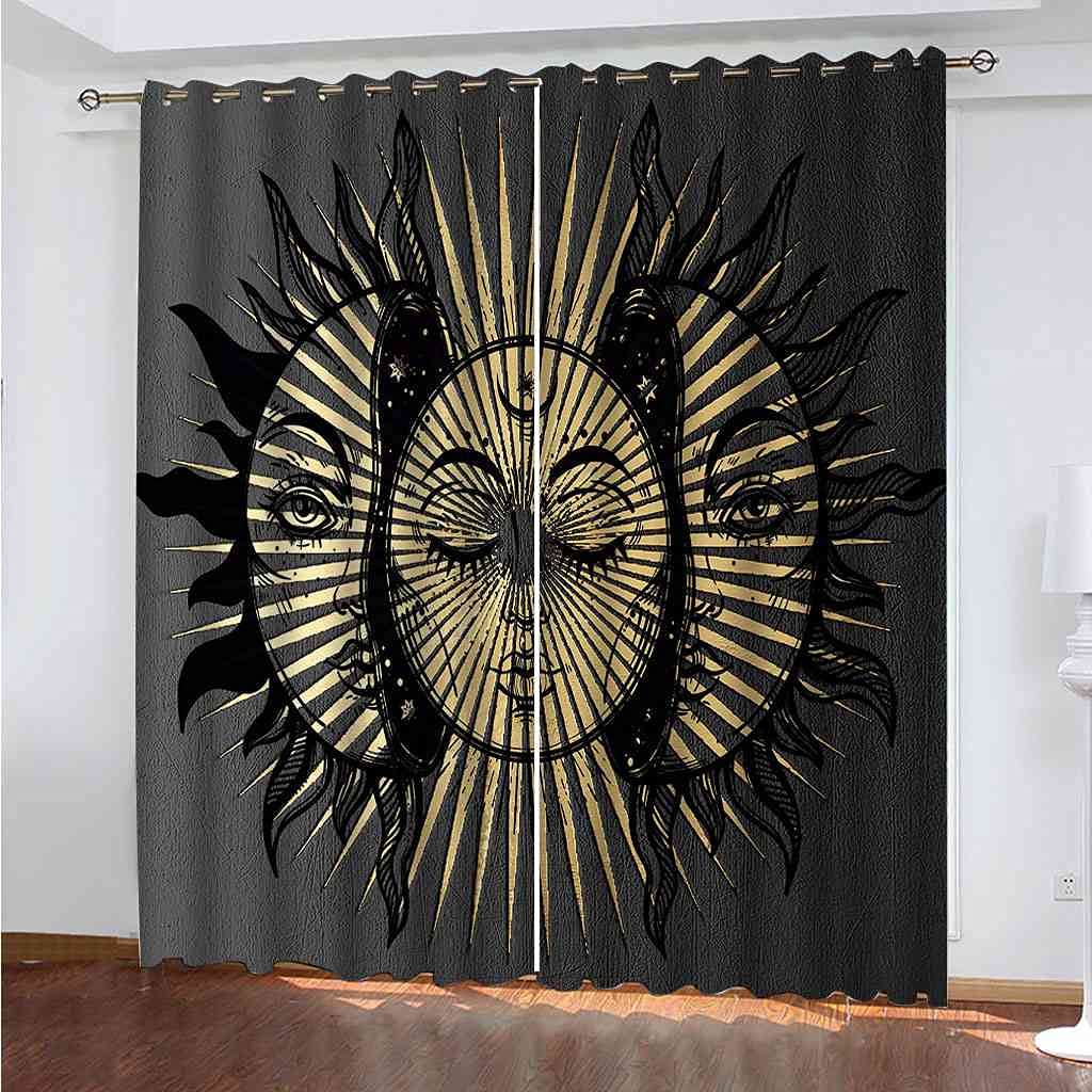 Rideaux de fenêtre salon moderne au design visage abstrait haut de gamme