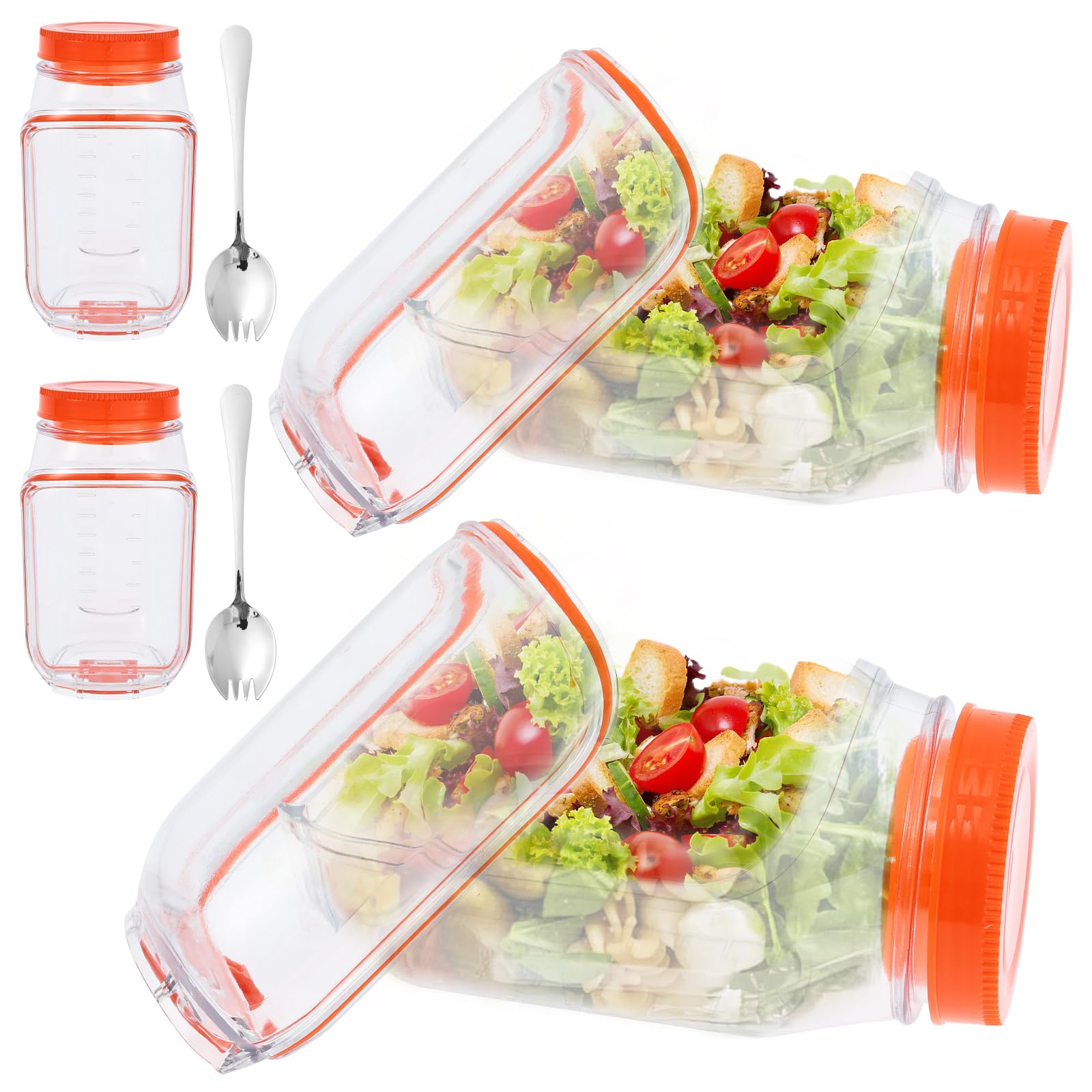 Anihet 2Pcs Salad Pod, Vertical Layering Salad Pod Built-In Bowl Design With Fork, Plastic Interval Salads Box With Leak Proof Sauce Dressing Case, Portable Fresh Salads Storage Container For Lunch Fruit (2Pcs)
