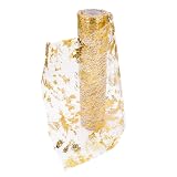 Tischl&auml;ufer Gl&auml;nzend Gold (29 cm x 10 m),Tischl&auml;ufer Tischband Polyester Tischdeko f&uuml;r Partys und Feierlichkeiten wie Geburtstage, Hochzeiten, Babypartys, Taufen, Weihnachten,Feiertagsfeier usw