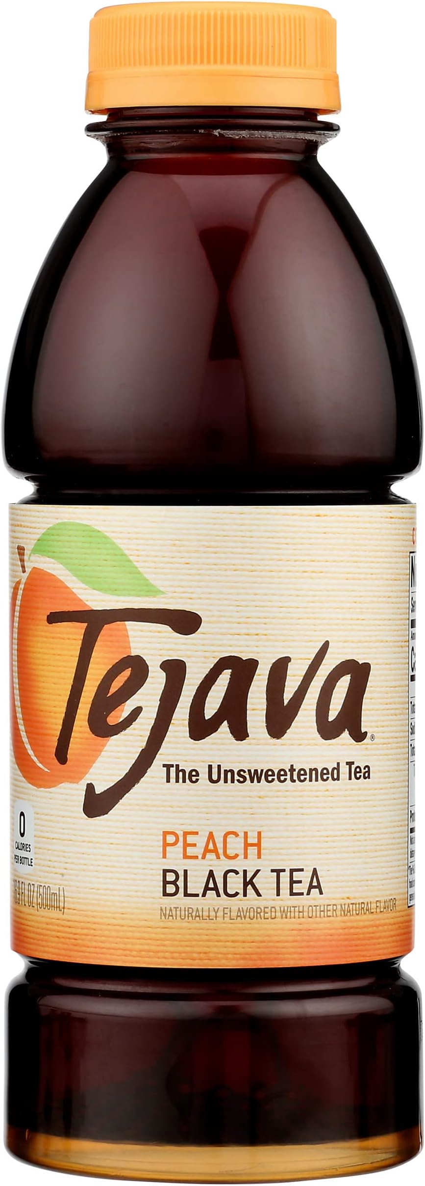 Tejava The Unsweetened Tea, Peach Black Tea, NonGMO, 16.9