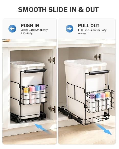 Bulado Pull Out Trash Can Under Cabinet, Supports 125 lbs, Bin Not Included