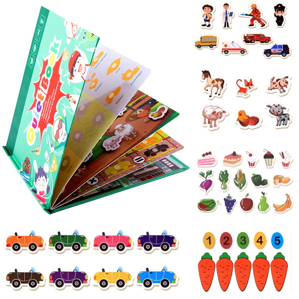 Tunbape Quiet Book for Toddlers 3-4, Busy Book for Kids, Montessori Toys for Toddlers, Autism Sensory Educational Toys, 5 Themes Toddler Preschool Activity Early Learning Book Toys