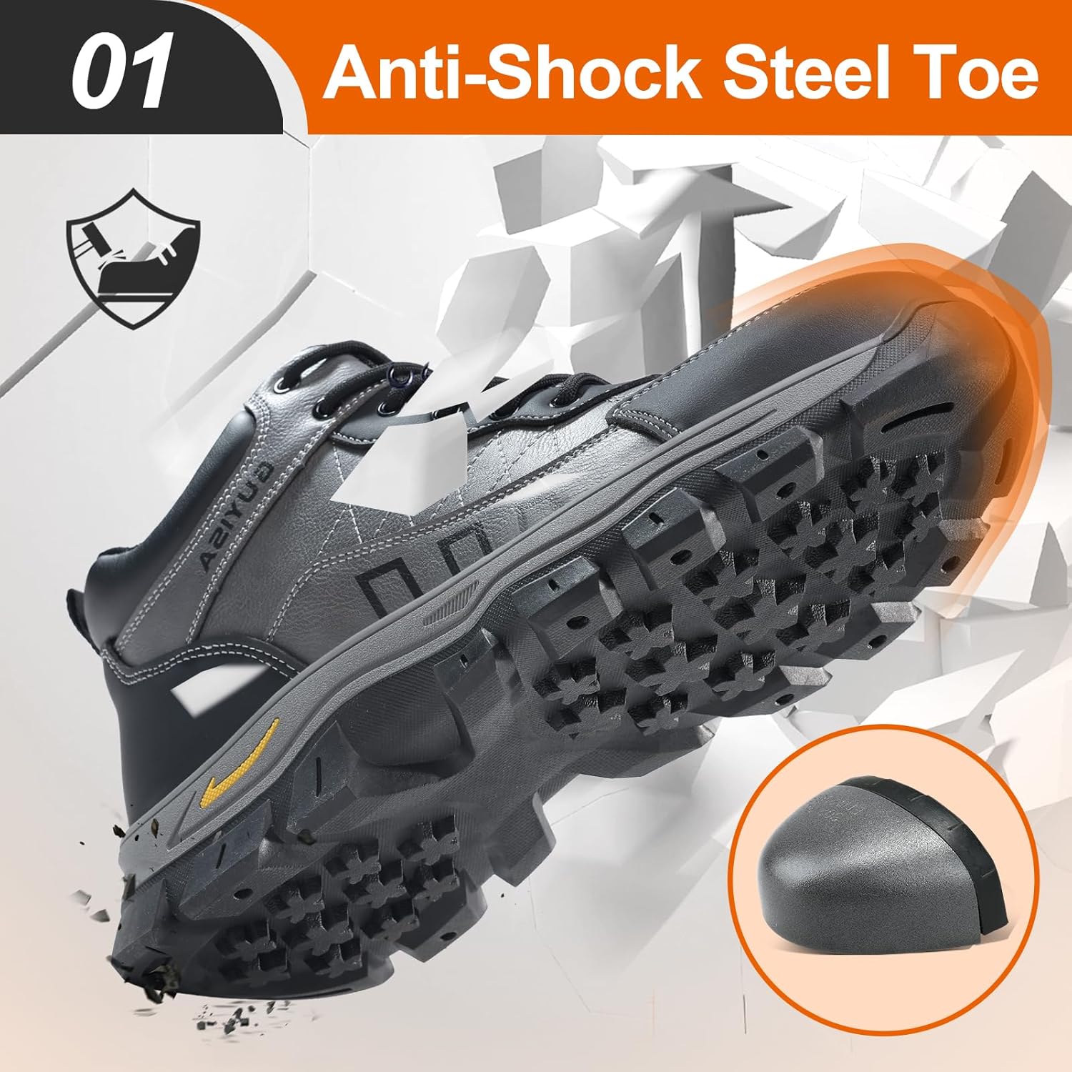 Work Boots for Men Steel Toe Safety Shoes Puncture Resistant Lightweight Industrial Construction Boots Water Resistant