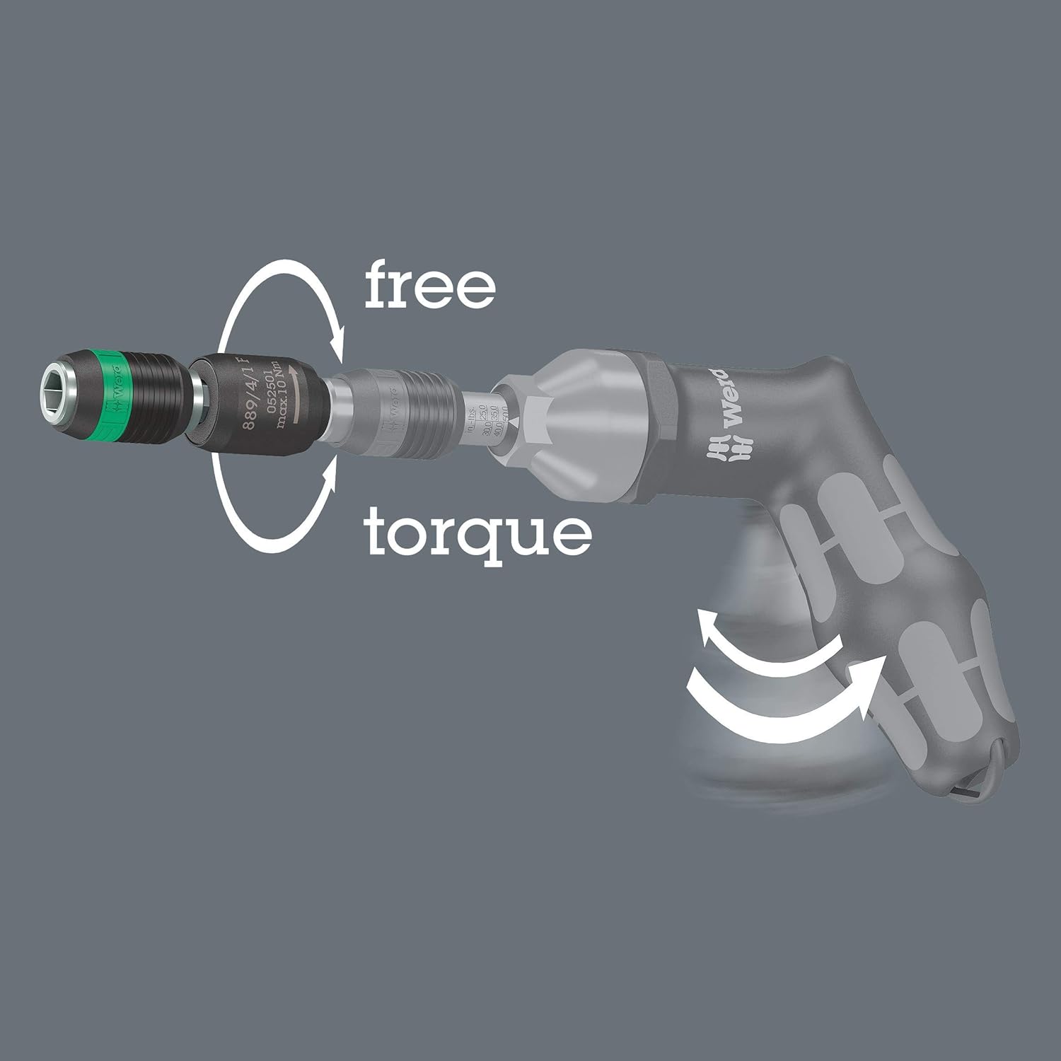 Diagram showing the free-running and torque functions of the holder