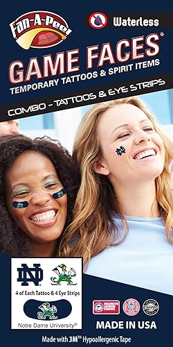 Fan A Peel Notre Dame Fighting Irish Tatuajes temporales sin agua para despegar y pegar Combo de 12 piezas azul aproximadamente 1 pulgada cada uno