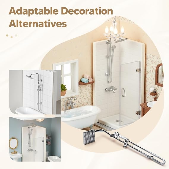 52DOLLHOUSE 1:12 Scale Miniature Dollhouse Shower Head, Alloy Wall Mounted Bathroom Faucet for Ob11 Dolls and Dollhouse Decor