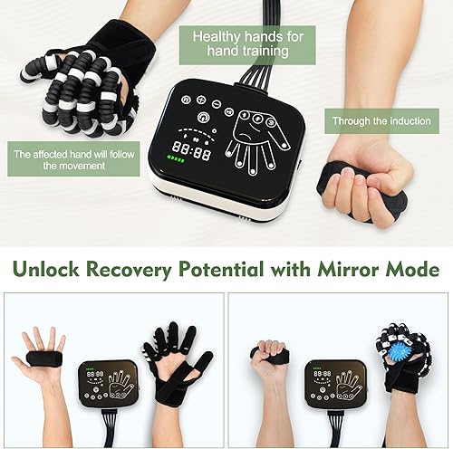 Miniatura 4 de Rehabilitation Robot Gloves, Relassy Hemiplegia Hand Stroke Recovery Equipment, Finger Exerciser Hand Strengthener with Strength Adjustment