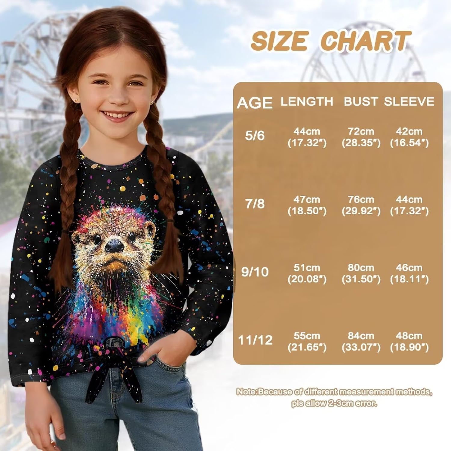 Girl Long Sleeve Shirt with Tie Hem Round Neck Kid Fit Clothes Breathable Casual Blouses for Daily Wear 5-12 Years