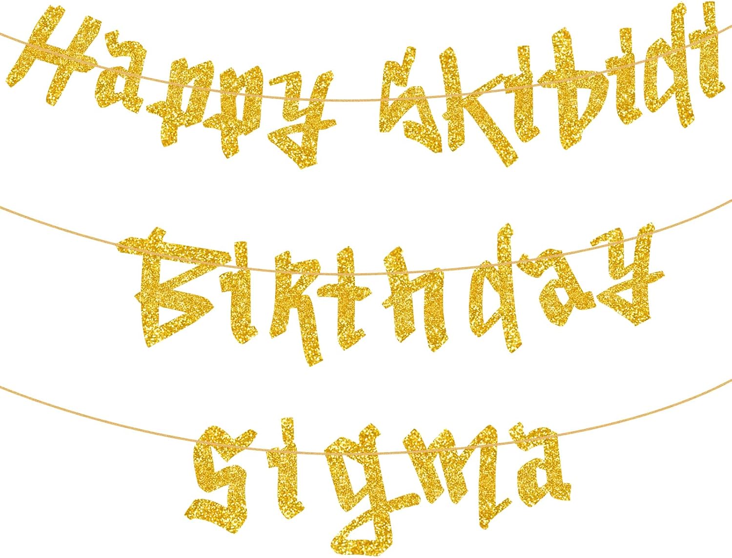 Gersoniel Happy Skibidi Birthday Sigma Banner Gold Foil Pre Strung Gen Z