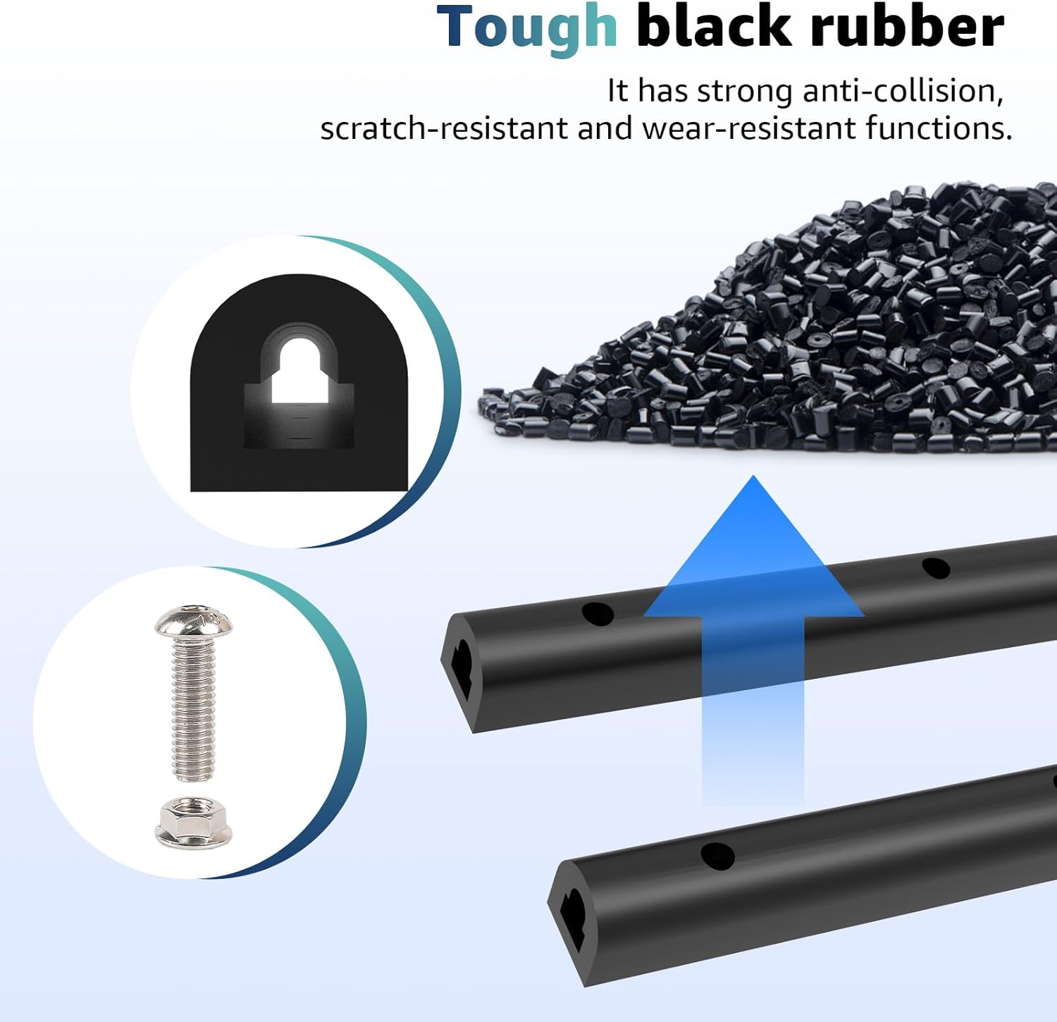 2090616-2 20-Inch Rubber Bumper Guard Protector Strips 2PCS Loading Dock Protector & Rear Fender Pad Bump Stop for Trucks Vans Trailers with Install Screws