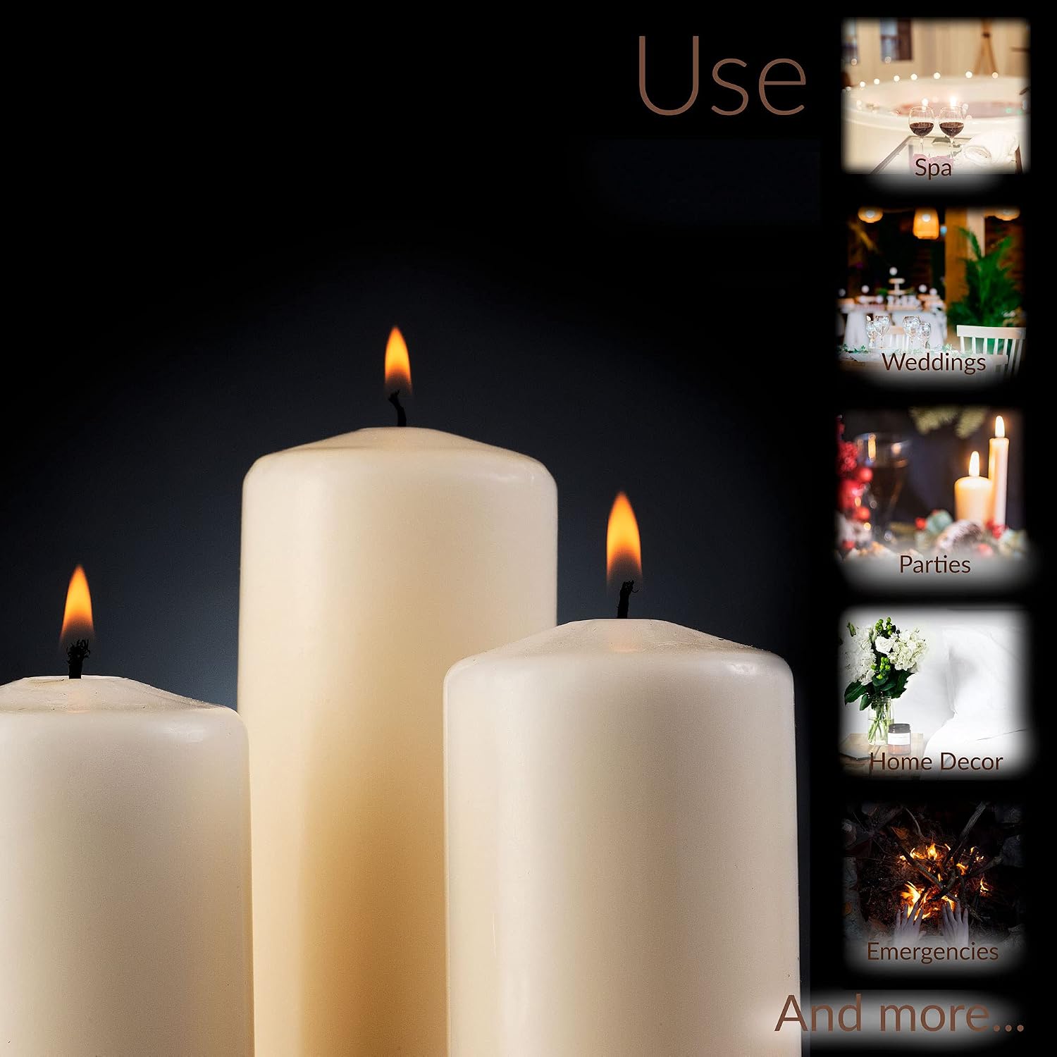 SPAAS Ivory Pillar Candles - 9 Pack | 6 Inch Large Ivory Dripless Pillar Candles for Home Decor, Memorial, Vigil, Parties, Wedding, Decorative Lantern