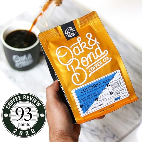 Miniatura 2 de Oak & Bond Coffee Co. Colombia - Paquete de café envejecido en barril de whisky de centeno y origen único, grano entero, 22 onzas en total