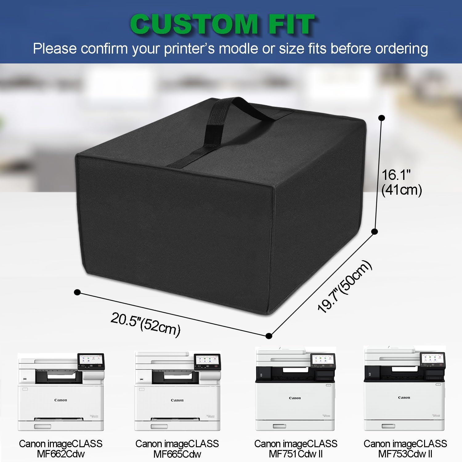 Printer Cover Waterproof Anti-static Tear-resistant Printer Cover Case—Heavy Duty 600D Nylon, For Canon imageCLASS MF665Cdw/MF751Cdw II/MF753Cdw II/MF662 Wireless Laser Printers (Black)