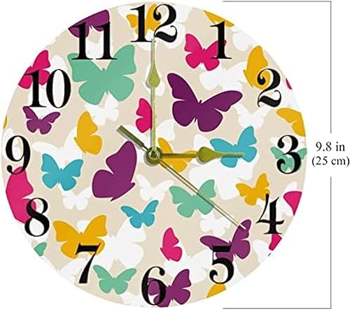 Miniatura 6 de Wall Clock Butterfly Wall Clock, 10 Inch Silent Non Ticking Quartz Battery Operated Round Wall Clocks for HomeKitchenOfficeSchool Clock