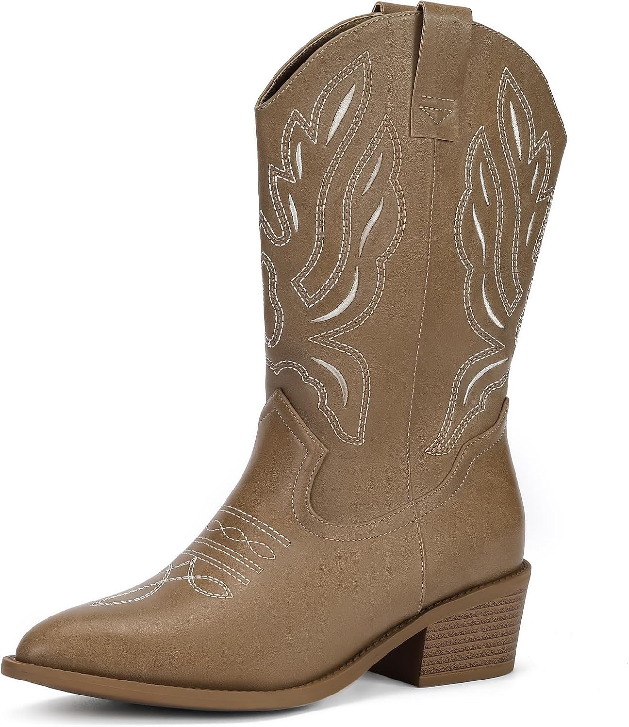 DOBOLIN Wide Calf Knee High Boots for Women Square Toe 3.5-Inch Tall Boots