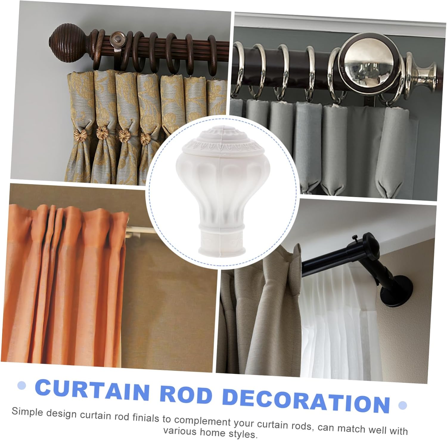 SOLUSTRE 12PCS Curtain Rod Finials Decorative Aluminum Caps for Window Curtain Rods Six Leaf Design Easy to Install Suitable for Home Decor