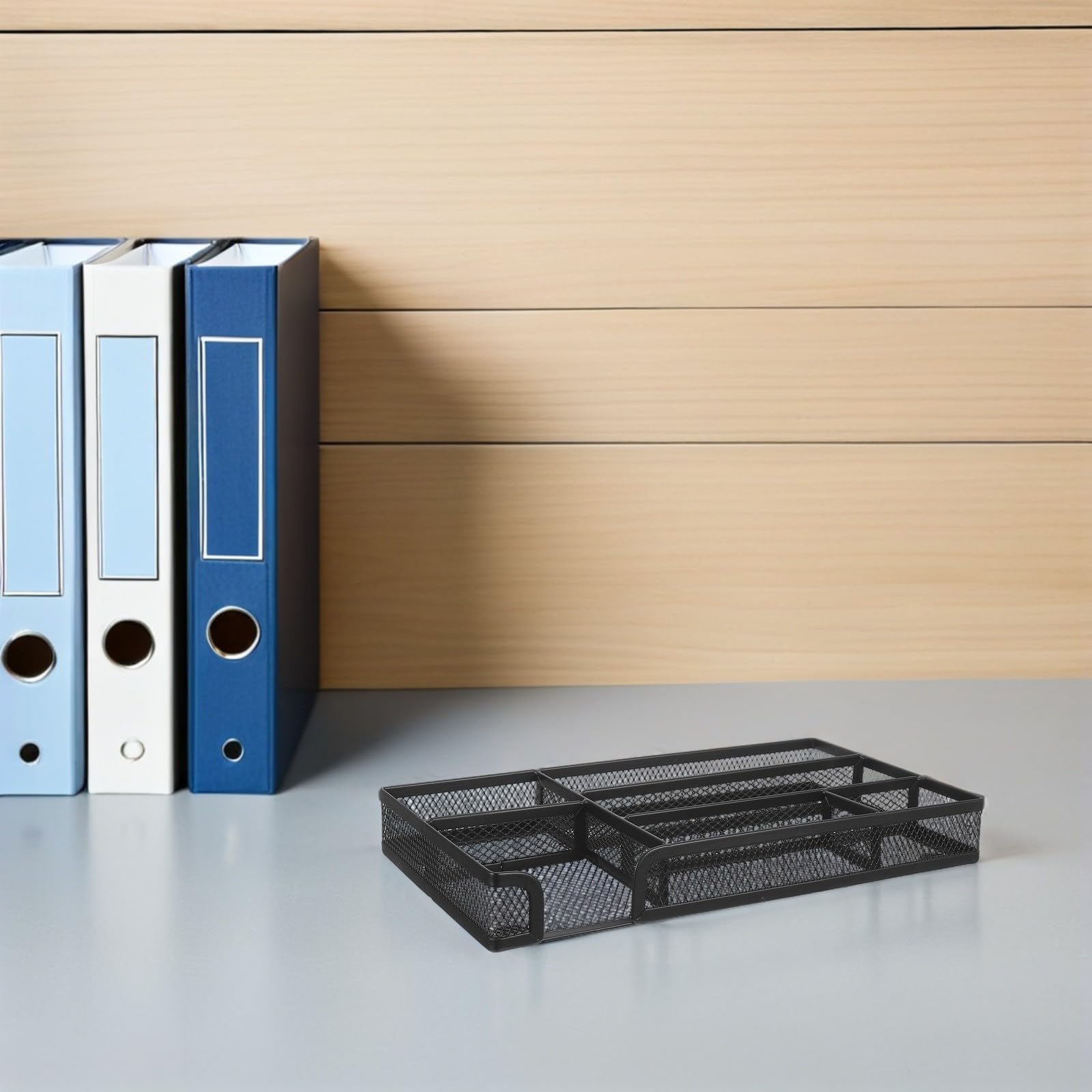 COHEALI 2 Stück Metallnetz Schubladenorganizer für Schreibtisch mit 6 Fächern und Rutschfesten Schwamm Pads Stabiler Büro Organizer für Homeoffice und Bürobedarf