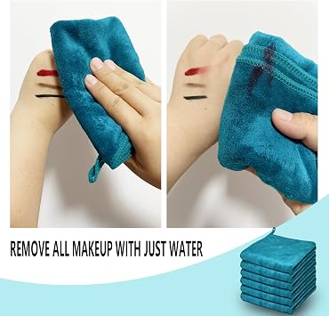 Microfiber Face Cloths Makeup Remover Cloth Facial Washcloths Face Cleaning Towels For Eye Face Exfoliating Bath 30CM X 30CM 6 PACK Ice blue