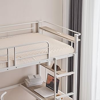 Amazon｜ロフトベッド 机付き パイプベッド シングル 木 デスク付き