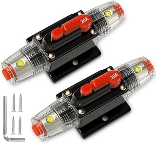 20Amp Car Audio Circuit Breaker Waterproof Fuse Inline Holder Manual Reset 12V-48V DC for Automotive Marine Boat Trunk Audio Sound Amplifier System 12V-48V